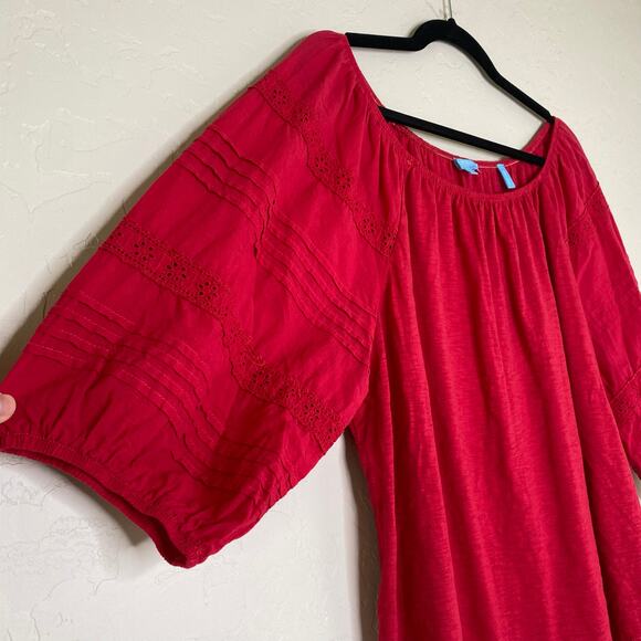 Draper James RSVP Red Balloon Sleeve Blouse Large - Picture 2 of 10